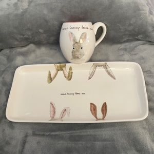 Rae Dunn 2018 Easter Some Bunny Loves Me mug and tray